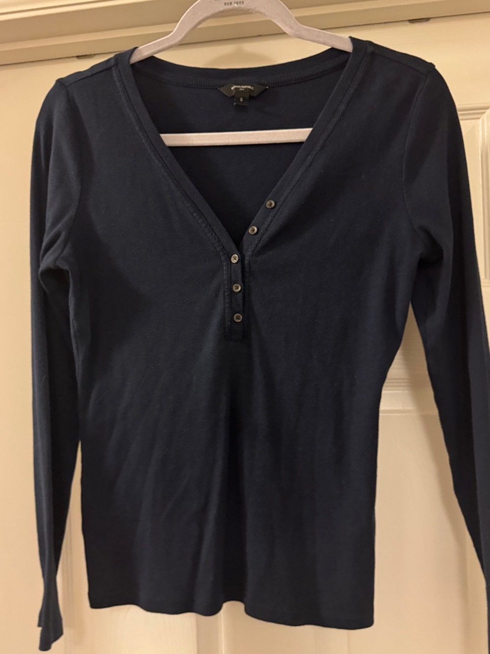 Banana Republic Navy Long-Sleeve Henley Top